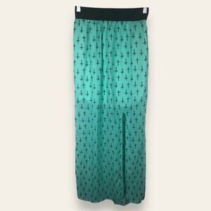 Jesse & J Mint Green Cross Print Pastel Goth Side Split Hem Sheer Skirt Tumblr